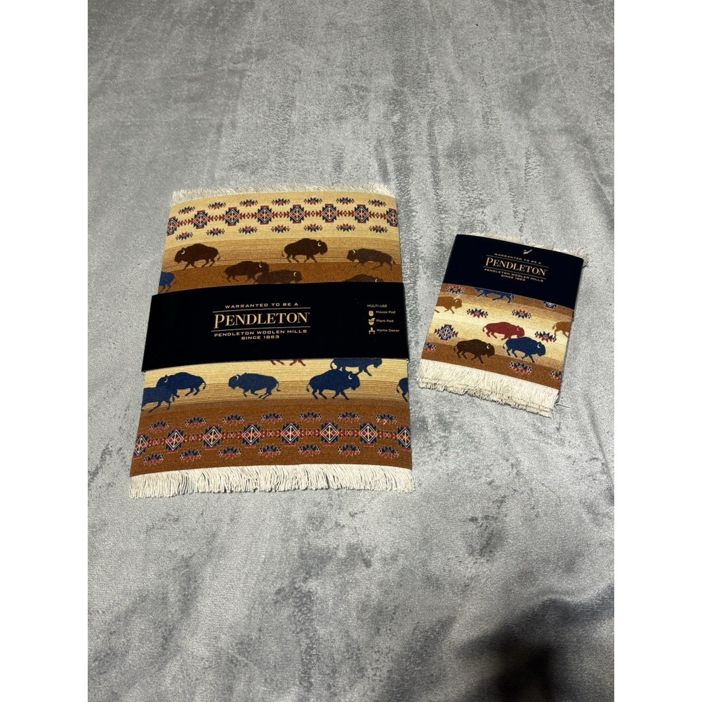 FiberLok Mouse Pad Coaster Rug Set Lot Pendleton Prairie Rush Hour Bison Buffalo
